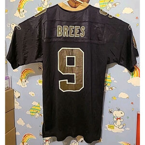 Drew Brees NFL New Orleans Saints Black Jersey Men's Size Large Reebok On Field